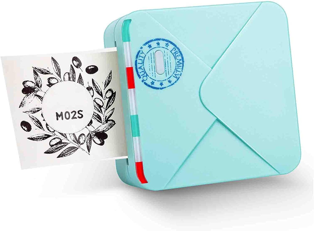 M02S Pocket Printer- 300 Dpi HD Bluetooth Thermal Photo Printer Compatible with Ios and Android, Black and White Image for Photo Printing, Plan Journal, Organization, Art Creation, Gift, Cyan
