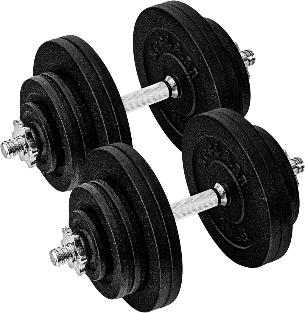 Adjustable Dumbbell Set with Weight Plates, Star Lock Collars/Connector, 50LBS Barbell or 25LBS Dumbbell Pair